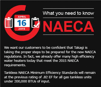 Takagi Water Heaters NAECA Compliance